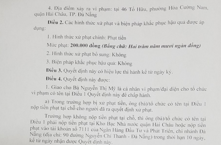 Không đeo khẩu trang, chủ quán cà phê và khách ở Đà Nẵng bị phạt 200 ngàn đồng