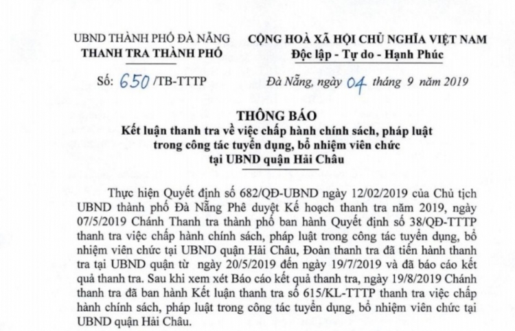 chan chinh viec bo nhiem vien chuc o quan trung tam da nang