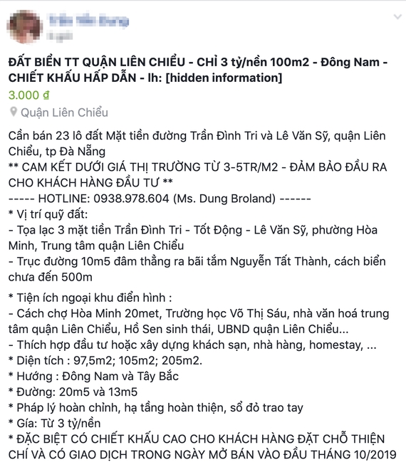 da nang rao ban dat ao tren mang xa hoi mot doi tuong bi phat 10 trieu dong