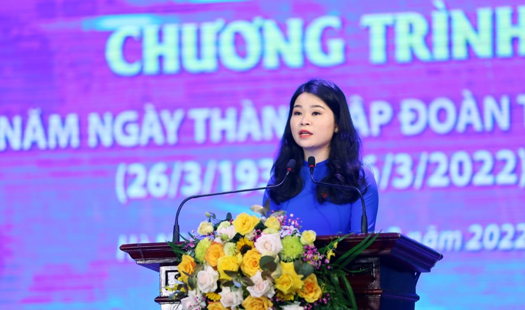 Đồng chí Chu Hồng Minh, Uỷ viên Ban Thường vụ Trung ương Đoàn, Thành uỷ viên, Bí thư Thành đoàn Hà Nội phát biểu tại chương trình