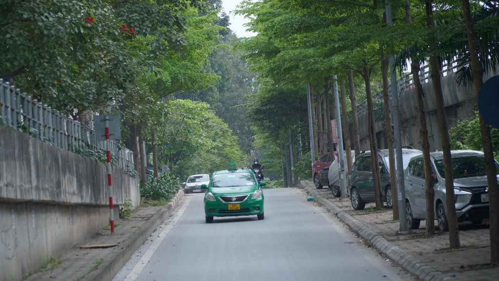 Vài năm nay, đường vành đai 2 bắt đầu từ đoạn dẫn lên đường trên cao (ngã tư Láng - Cầu Giấy - Bưởi) được trồng ba hàng cây bàng lá nhỏ. Đoạn  đường sát sông Tô Lịch (đường phía dưới thấp) được nhiều người chọn làm bối cảnh chụp hình