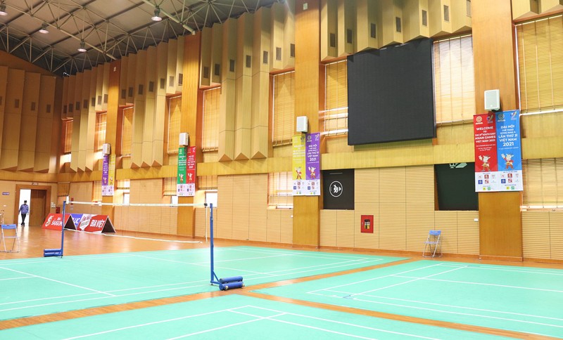 Sân thi đấu môn khiêu vũ thể thao phục vụ cho SEA Games 31 tại quận Long Biên - Ảnh: VGP/Minh Anh