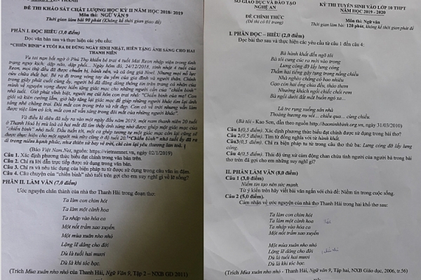 de thi lop 10 o nghe an cau 5 diem gan giong de kiem tra hoc ky