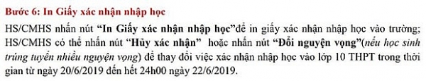 so giao duc ha noi huong dan chi tiet cach xac nhan nhap hoc vao lop 10