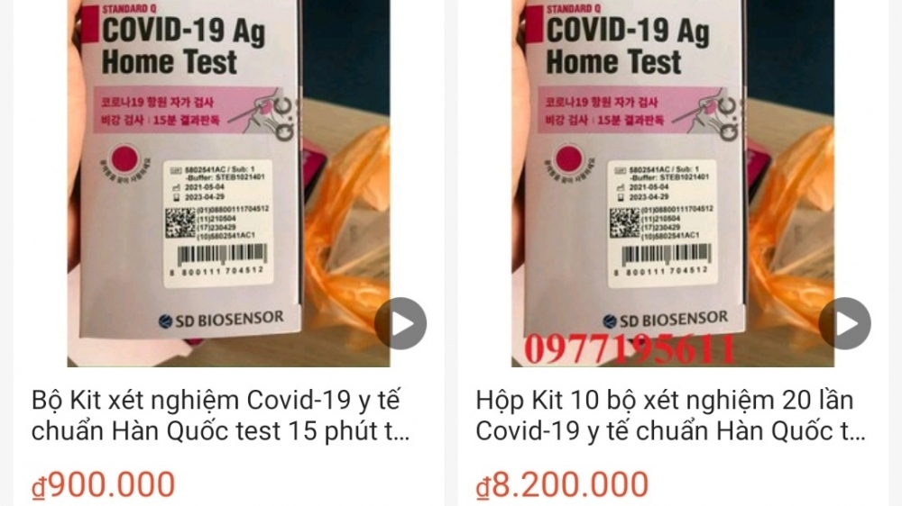 Kit xét nghiệm nhanh Covid-19 bán trôi nổi trên chợ mạng