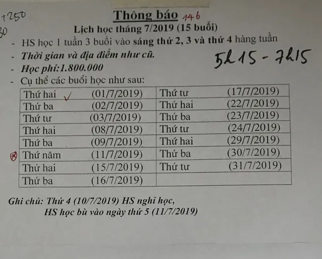 Hết hơi theo lịch học chữ trước khi vào lớp 1