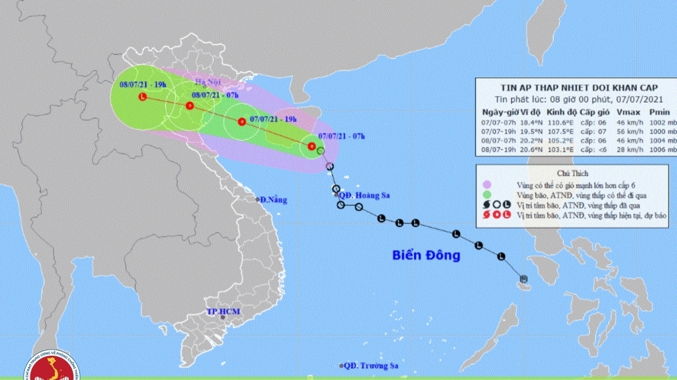 12-24h tới, áp thấp nhiệt đới gây mưa cực lớn ở Bắc Bộ, Bắc Trung Bộ