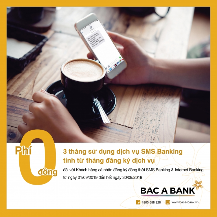 Miễn phí SMS Banking cho khách hàng cá nhân BAC A BANK 