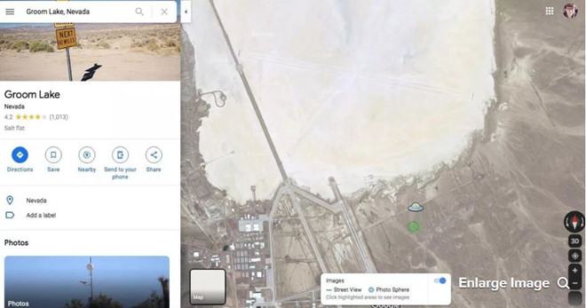 dia bay xuat hien tren google maps gan area 51