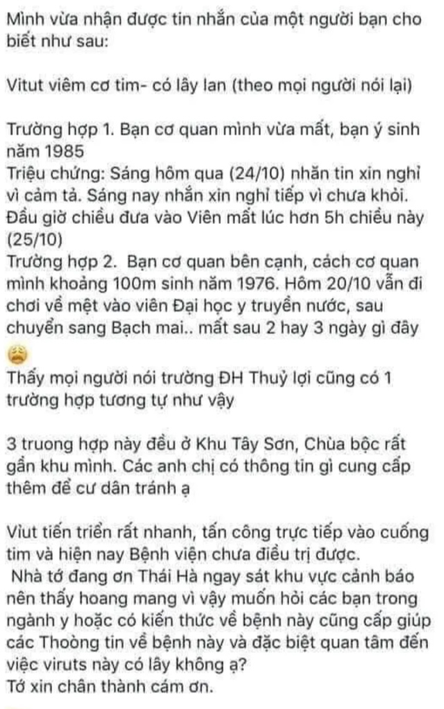 vien truong vien tim mach quoc gia khang dinh khong co virus viem co tim