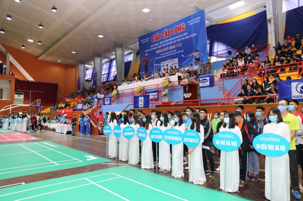 Tưng bừng khai mạc Giải Cầu lông Học sinh Sinh viên TP Hà Nội tranh Cúp Báo Tuổi trẻ Thủ đô lần VII năm 2020