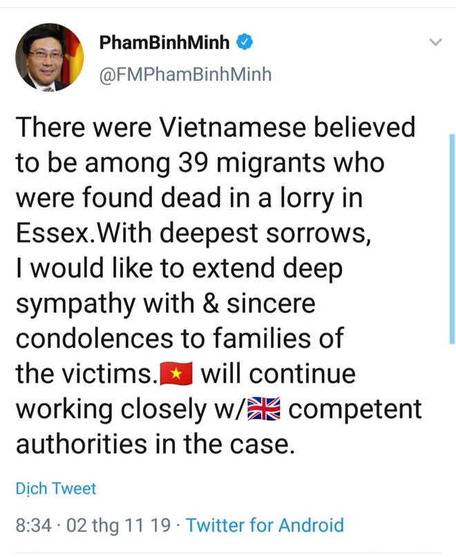 vu 39 nguoi chet o anh pho thu tuong pham binh minh gui loi chia buon toi gia dinh nan nhan