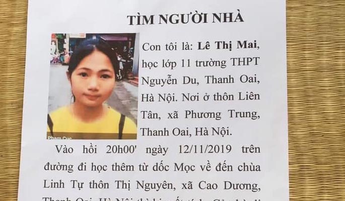 Nữ sinh Hà Nội mất tích bí ẩn sau giờ học thêm được tìm thấy ở Vĩnh Phúc