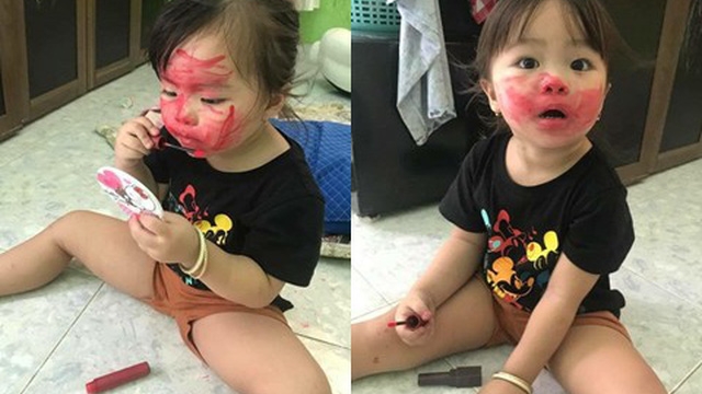 Bài 1: Hoang mang khi thấy con bôi mặt xanh đỏ bằng đồ chơi trang điểm