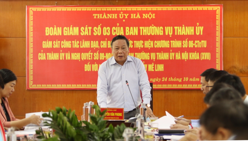 Phó Bí thư Thành ủy Hà Nội Nguyễn Văn Phong kiểm tra thực hiện Chương trình 06 tại huyện Mê Linh
