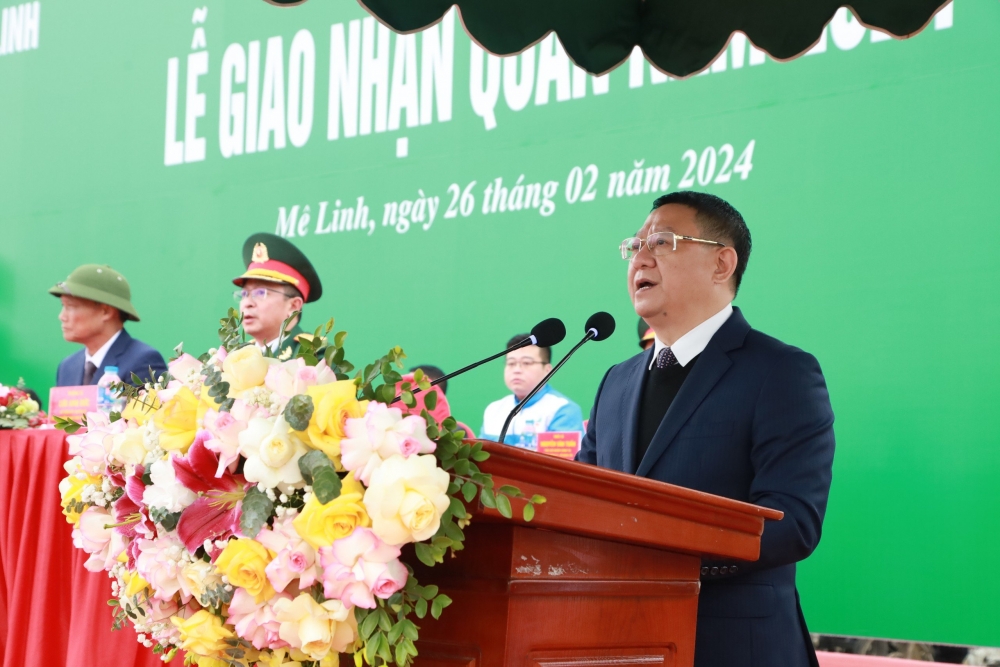 Chủ tịch UBND huyện, Chủ tịch Hội đồng Nghĩa vụ quân sự huyện Mê Linh Hoàng Anh Tuấn  ôn lại truyền thống Cách mạng hào hùng của huyện