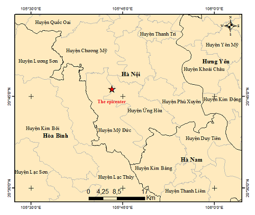 Hà Nội động đất 4 độ richter, một số nơi xuất hiện rung lắc