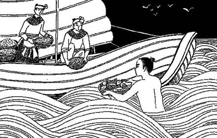 Hình ảnh Đức Thánh Chử Đồng Tử bán cá nuôi cha