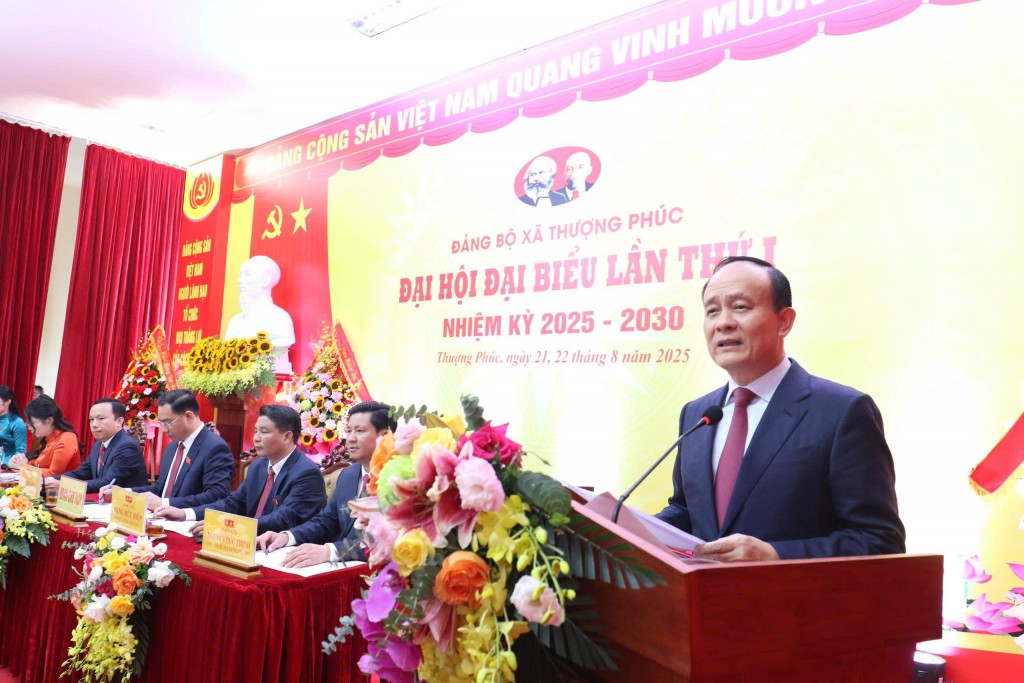 Phó Bí thư Thành uỷ, Chủ tịch HĐND thành phố Nguyễn Ngọc Tuấn phát biểu tại Đại hội