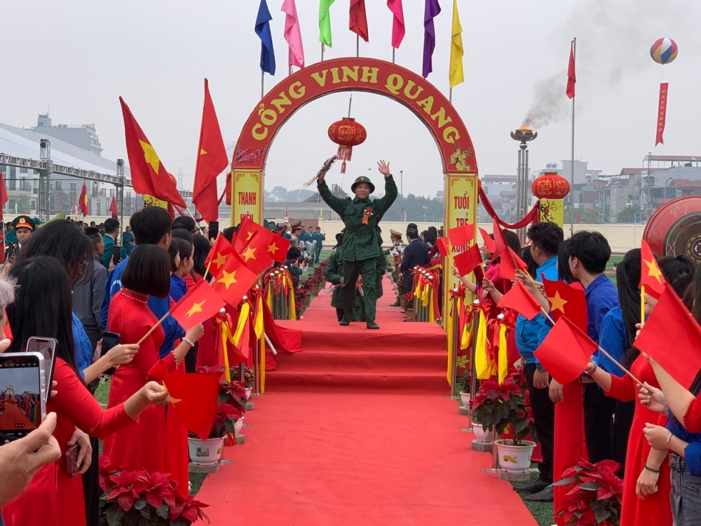 Tân binh Thường Tín lên đường nhập ngũ hồi đầu năm 2025.