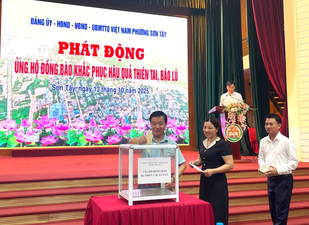 Phường Sơn Tây phát động ủng hộ đồng bão vùng lũ