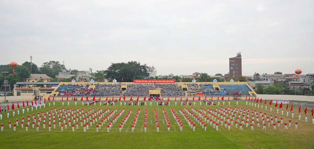 Đồng diễn, xếp hình tại đại hội. Ảnh: Phạm Hảo Đồng diễn, xếp hình tại đại hội. Ảnh: Phạm Hảo