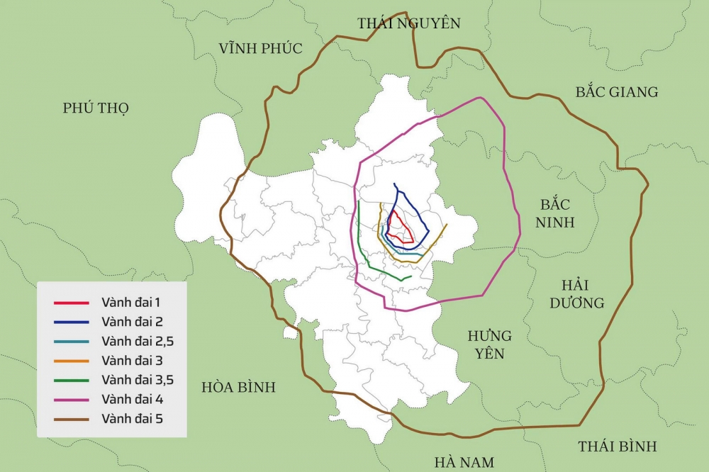 Những vành đai lan toả sự phát triển của Hà Nội tới cả vùng thủ đô.