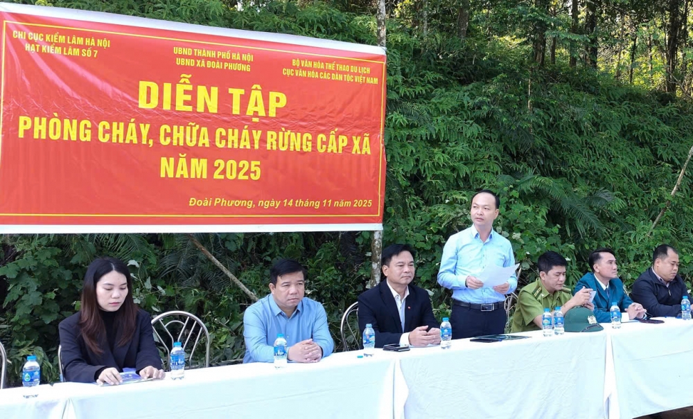 Xã Đoài Phương diễn tập phòng cháy, chữa cháy rừng