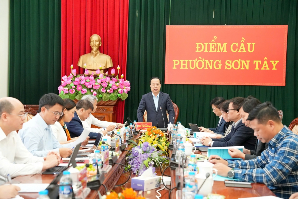 đồng chí Trần Thế Cương - Ủy viên Ban Thường vụ Thành ủy - Phó Chủ tịch Thường trực HĐND TP Hà Nội đánh giá cao sự nỗ lực của hệ thống chính trị phường Sơn Tây