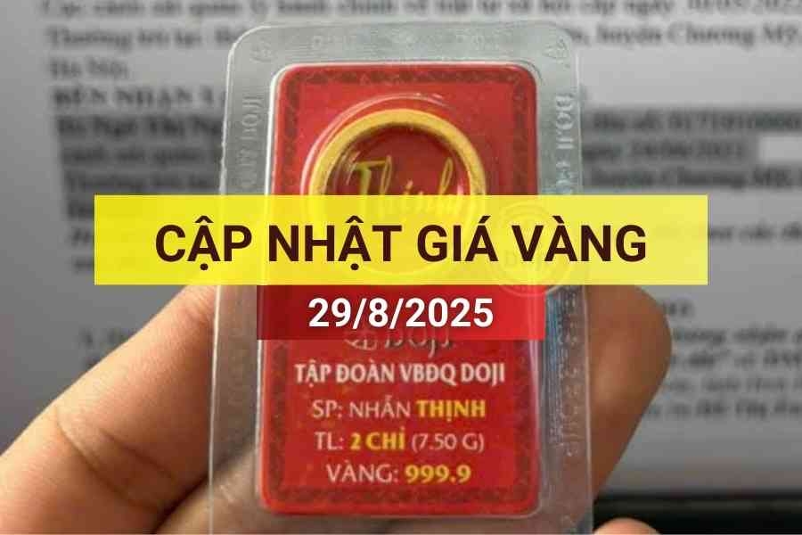 Giá vàng sáng 29/8/2025