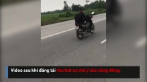 Thanh niên chạy xe tốc độ cao bằng hai chân trên quốc lộ