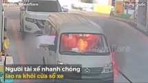 Xe bốc cháy khi đổ xăng, người đàn ông thoát chết trong gang tấc