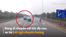 Vào cua ẩu, tài xế xe tải suýt đoạt mạng người đi xe máy
